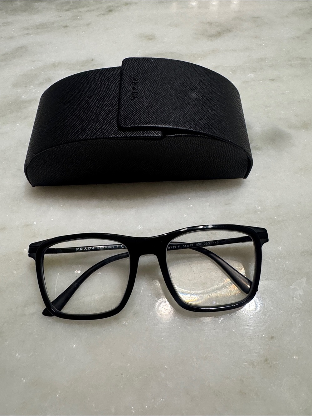 Prada Black Gloss Rectangular Optical Glasses with Case